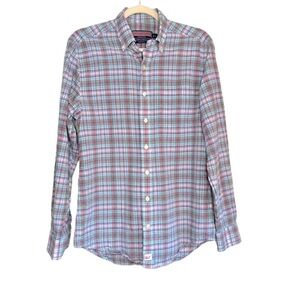 Vineyard Vines Slim Fit Murray Shirt 100% Cotton Plaid Green Red Blue Size Small